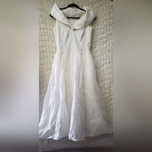 𝅺vintage white sweetheart off the shoulder  dress xs/s